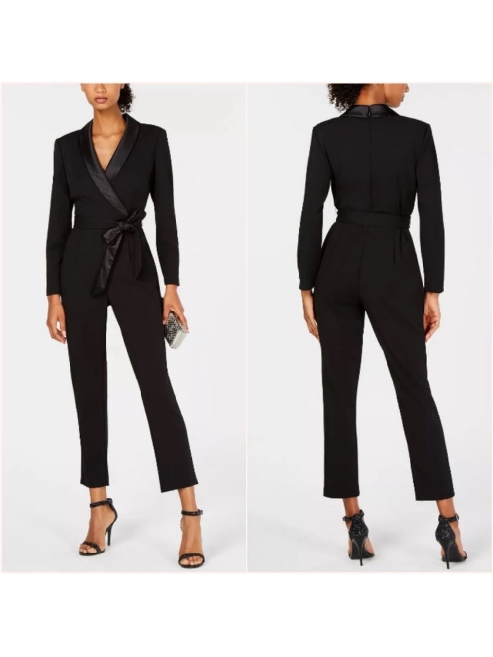ADRIANNA PAPELL Crepe Tuxedo Jumpsuit $179